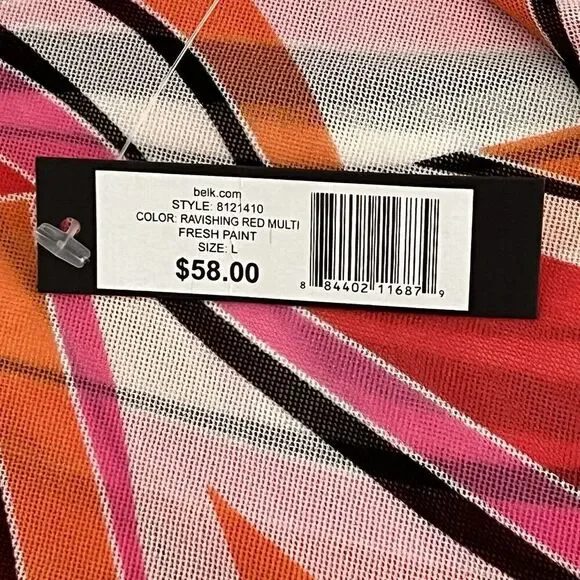 Madison Fashion Top Sz L Geo Print Multicolor Long Sleeves Round Neck Shirt New - Picture 11 of 14